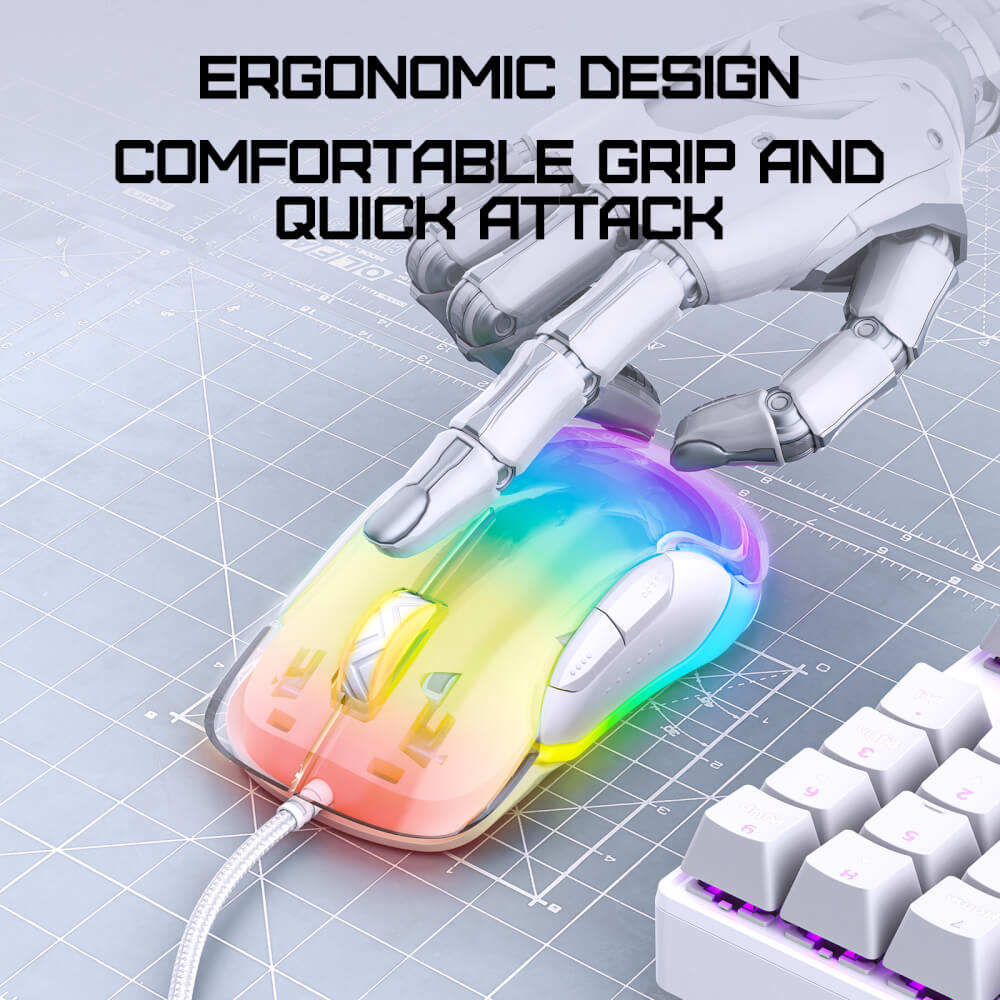 เมาส์เกมมิ่ง ONIKUMA CW925 RGB BACKLIT WIRED GAMING MOUSE - ขาว